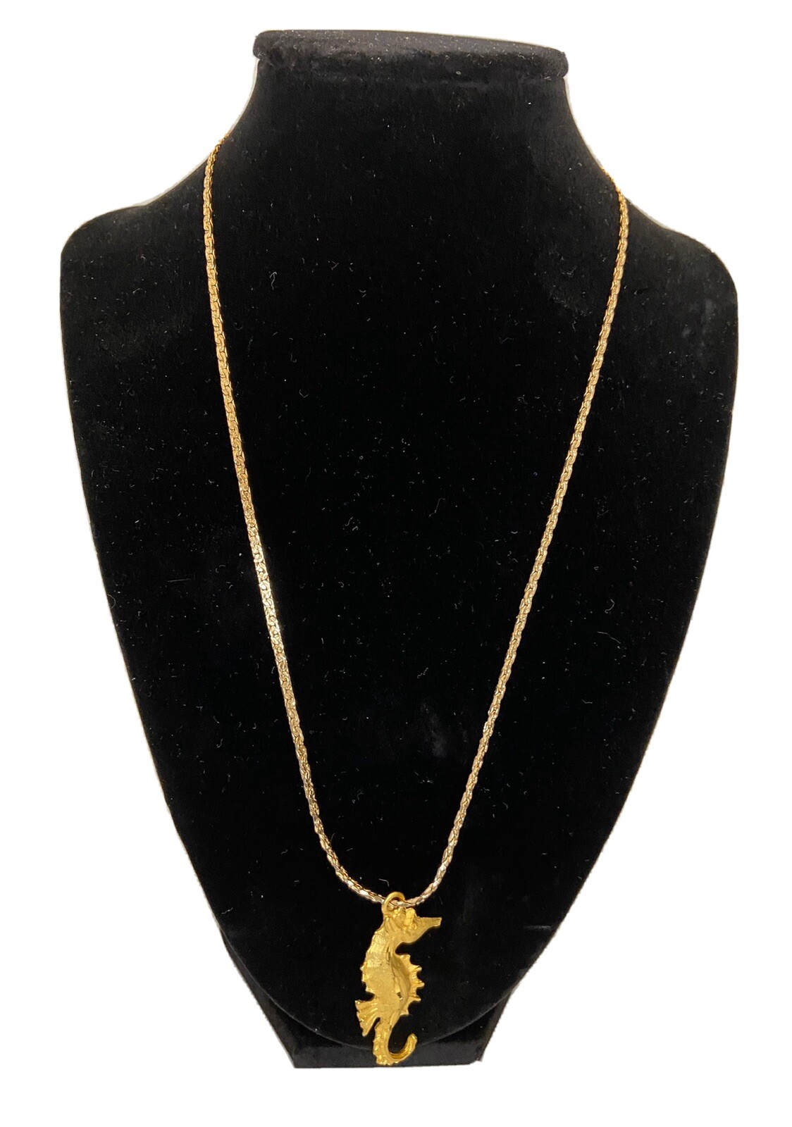 14K Gold Plated Necklace Chain with Gold Tone Seahorse Sea Horse Pendant
