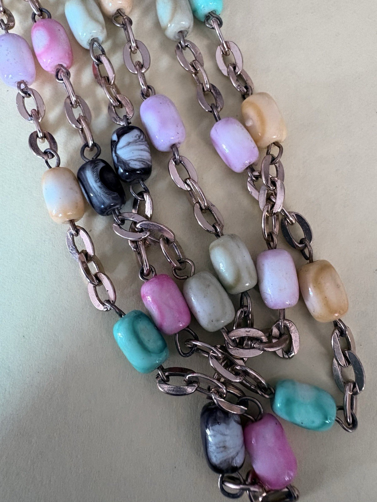 Multicolor Beaded Layered Glass Necklace Chain Fashion Statement
