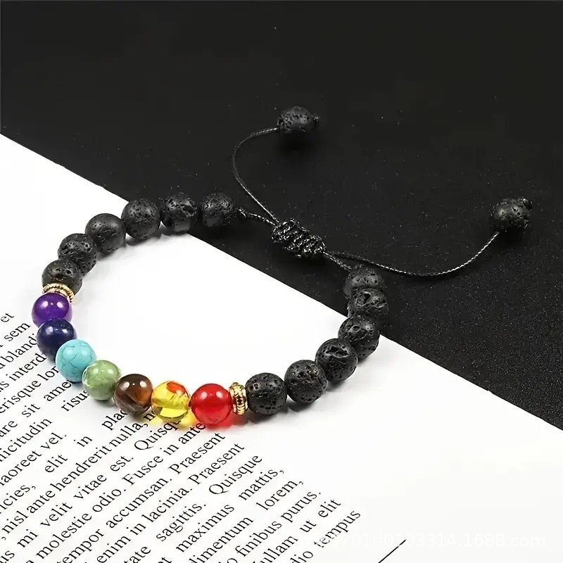 7 Chakra Lava Rock Woven Bracelet Unisex Spiritual Healing Jewelry for Men Women
