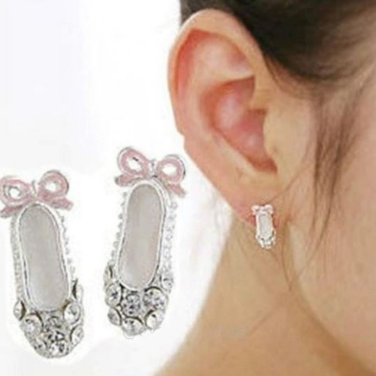 Ballet Slipper Shoe Post Earrings