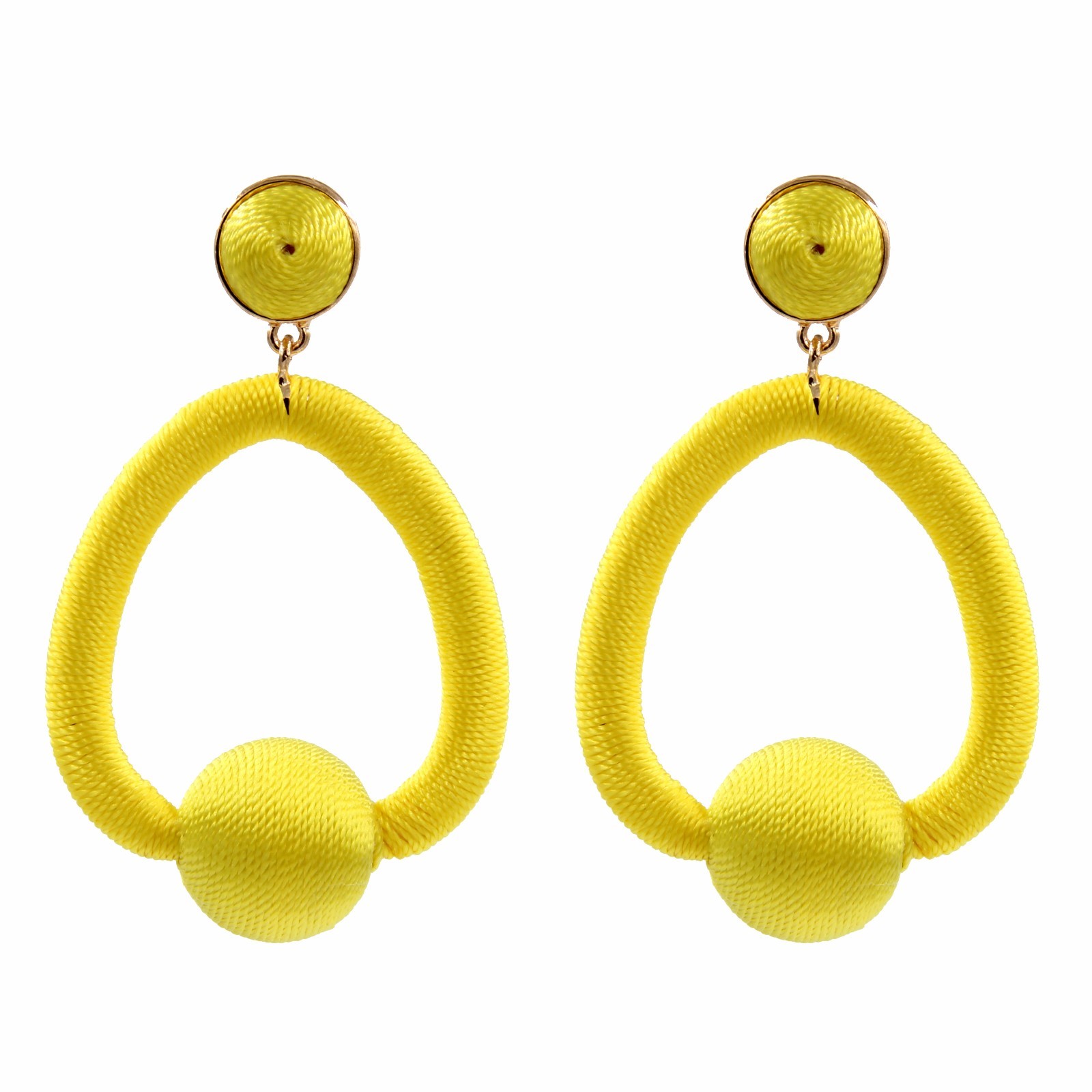 Kv8zt Women’s Big Style Polyester Thread Handcrafted MARIELA HOOP Drop EARRINGS
