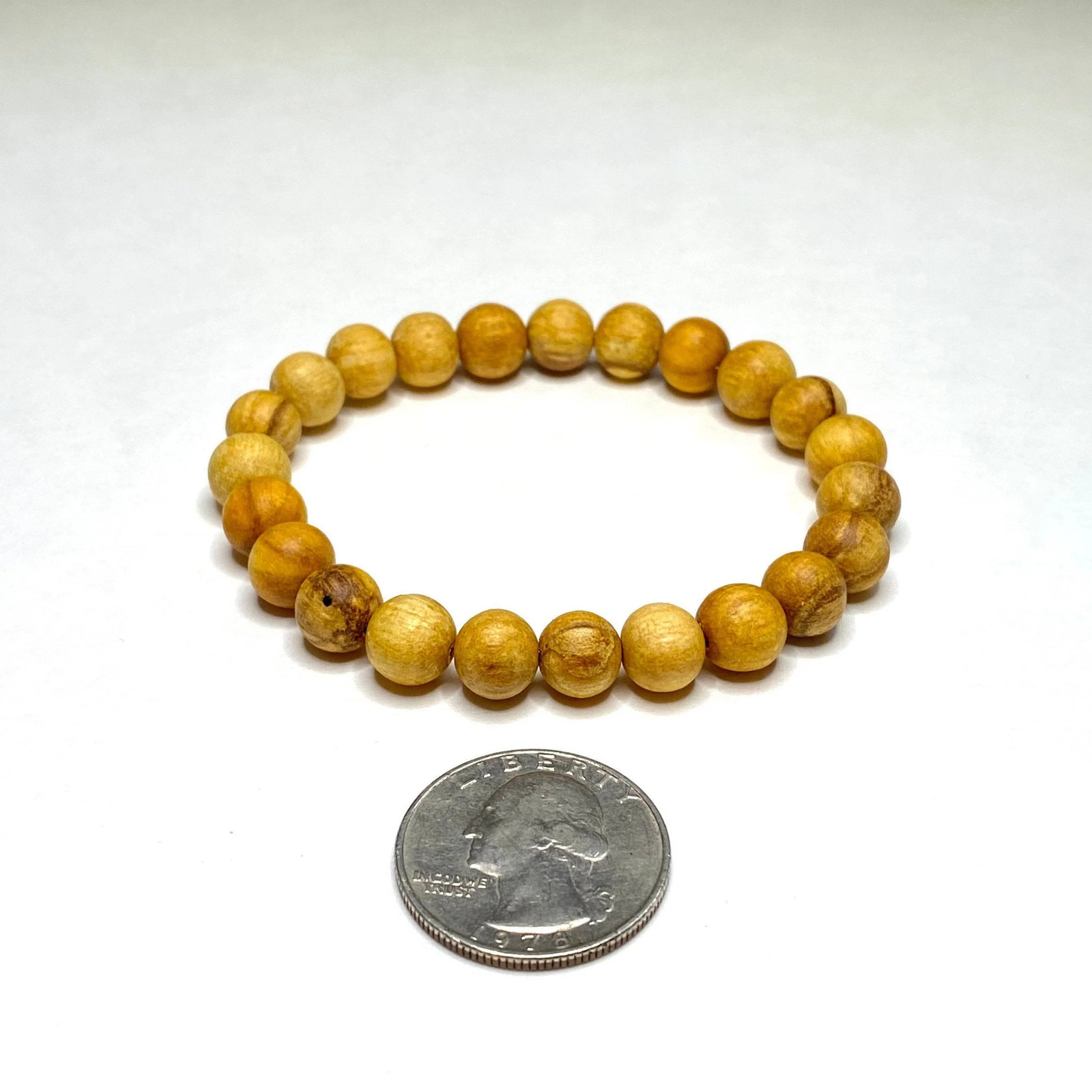 Palo Santo Beaded Bracelet, Handmade Wood Bead Bracelet