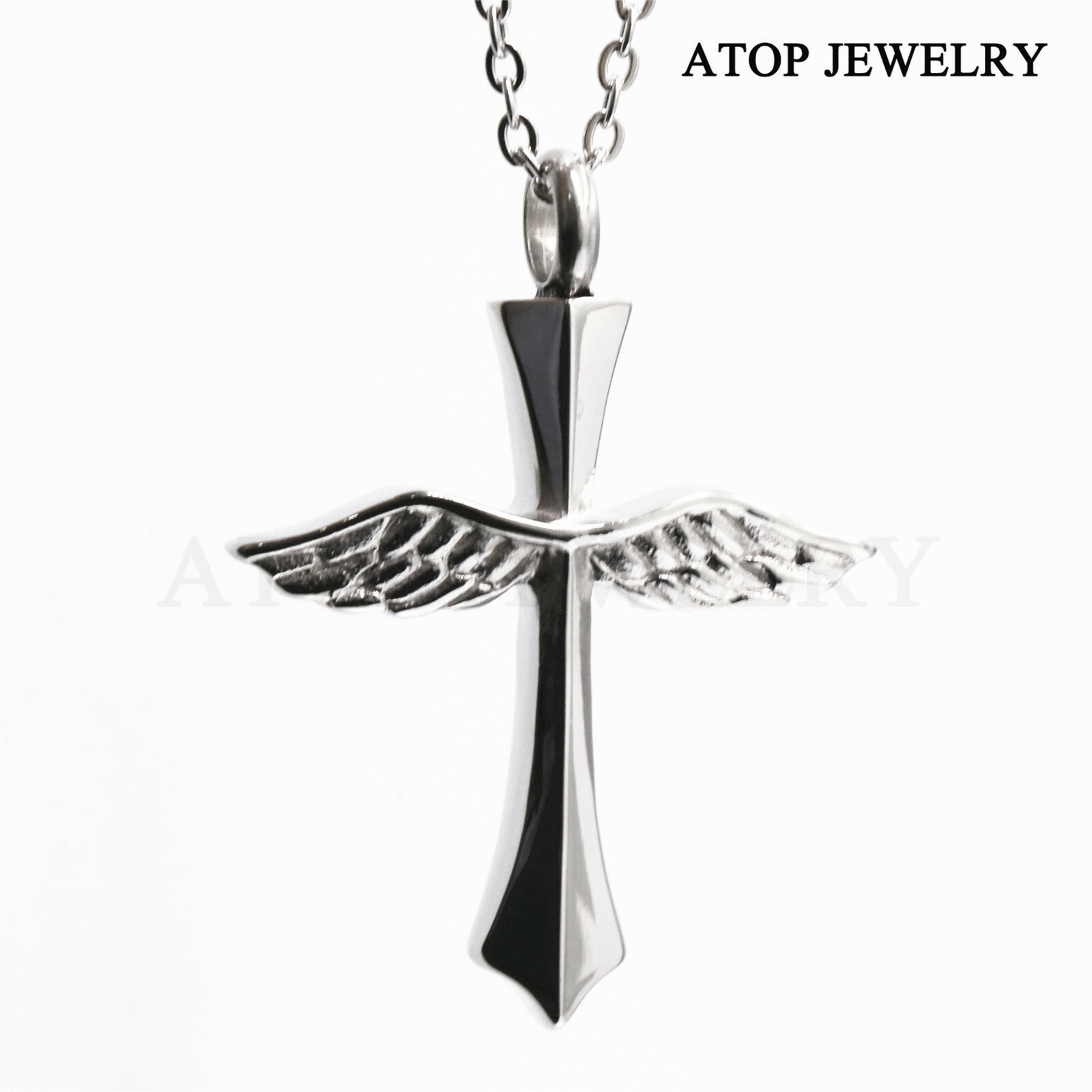 NEW Cross Angel Wing Urn Necklace for Ashes Cremation Jewelry Keepsake Memorial