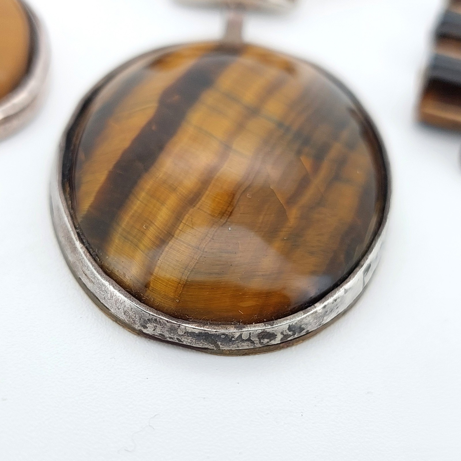 Tigers Eye Jewellery Job Lot Crystal Stone Mix Bundle Pendant Silver x4