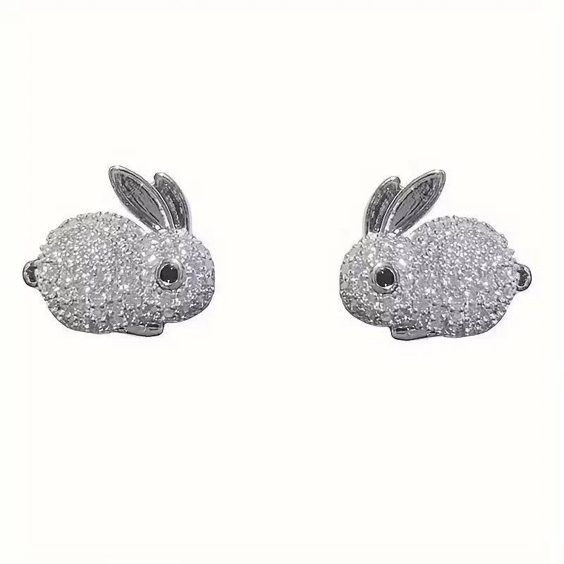 2ct Simulated DIAMOND Rabbit Stud Earrings Women’s Earrings 14k White Gold Over