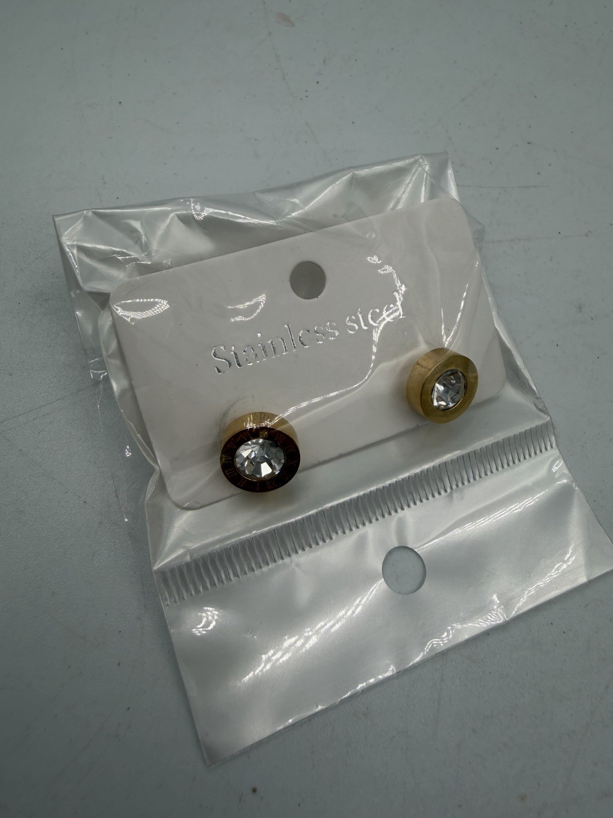 NWT Classic Titanium Steel Stud Earrings with Metal and Geometric Design