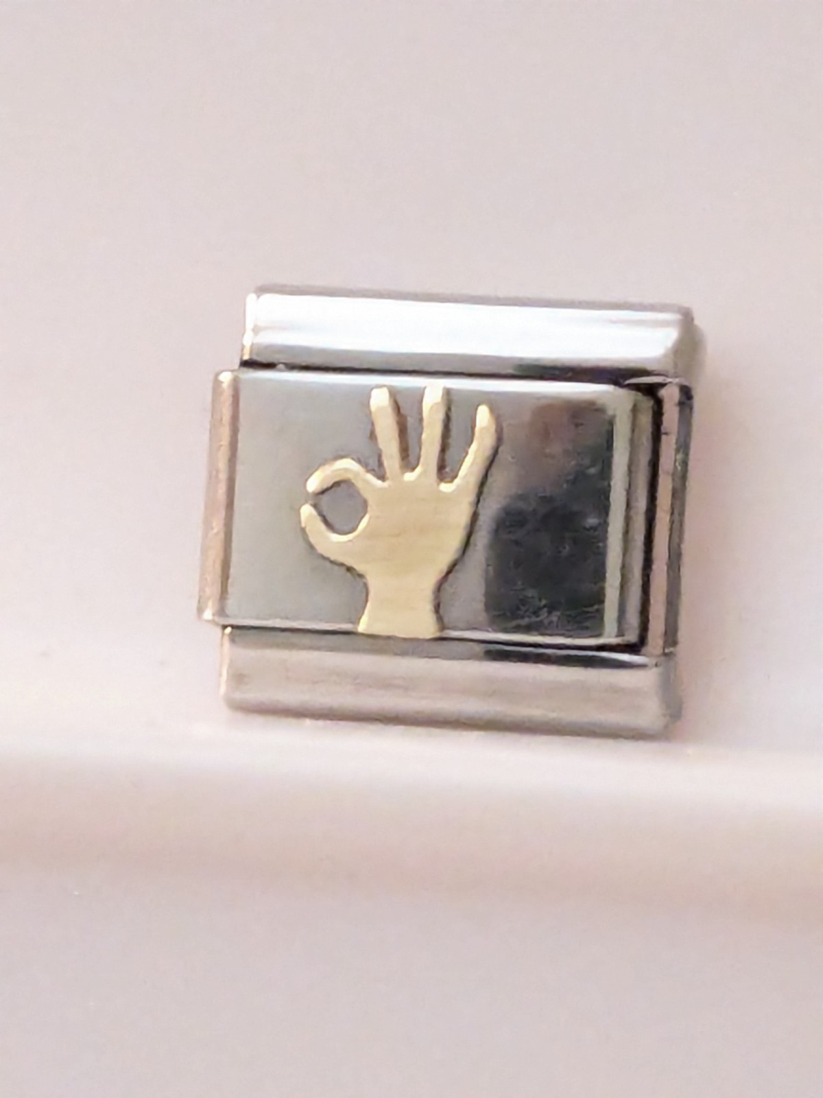 Authentic Puzzle Collection Classic 9mm Italian Charm Hand Sign Okay R36