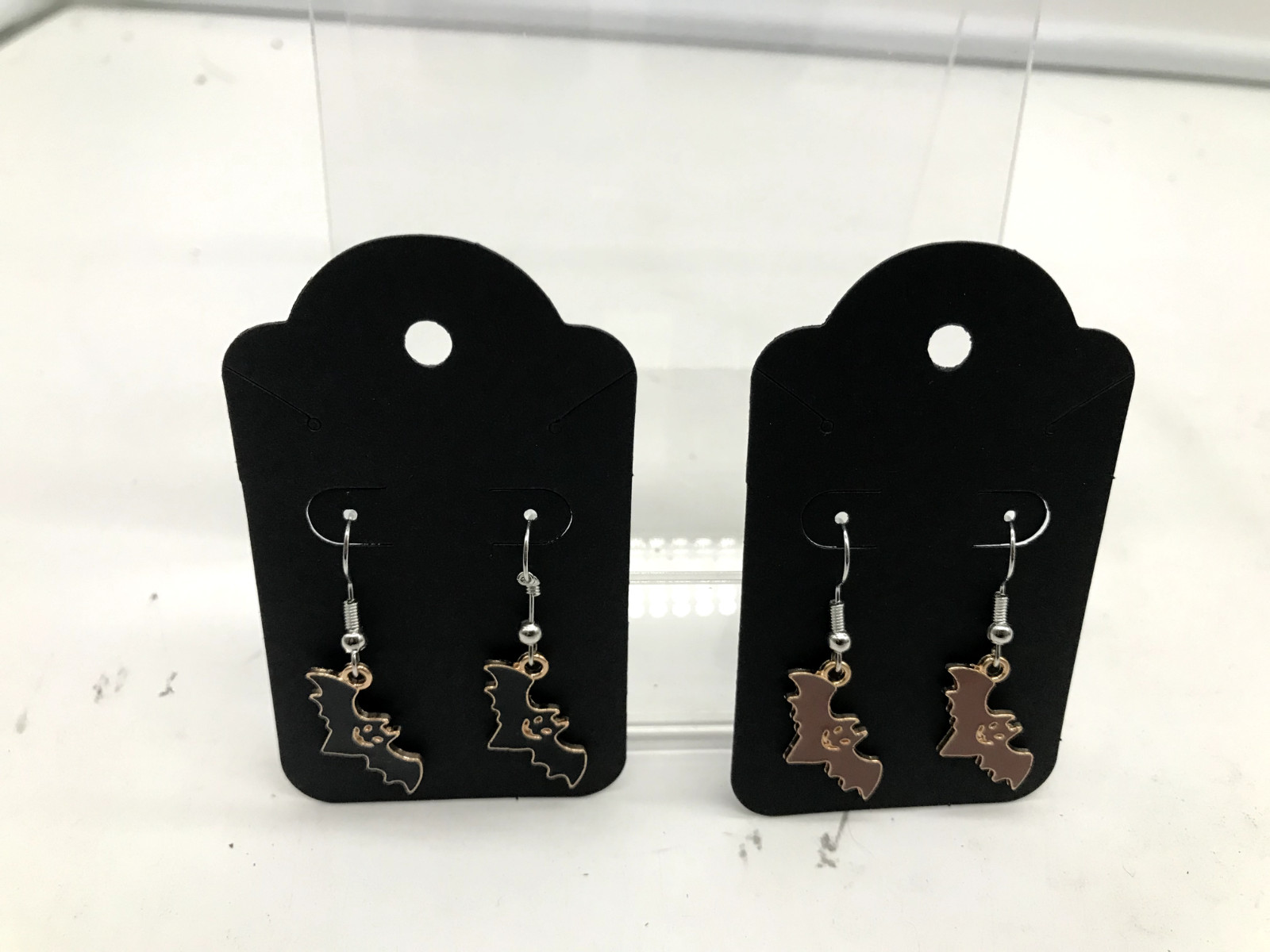 Metal Halloween Black & Brown Bats Dangle Earrings Set JEWELRY004