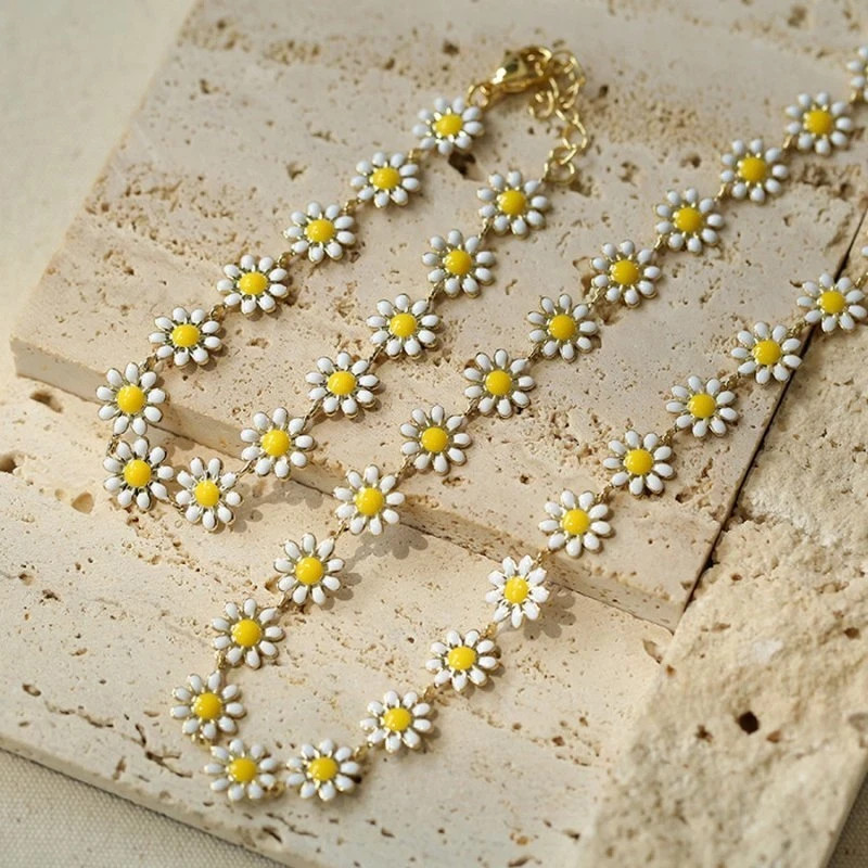 Boho Daisy Flower Pendant Necklace Bracelet Earrings Women Choker Jewelry Gift