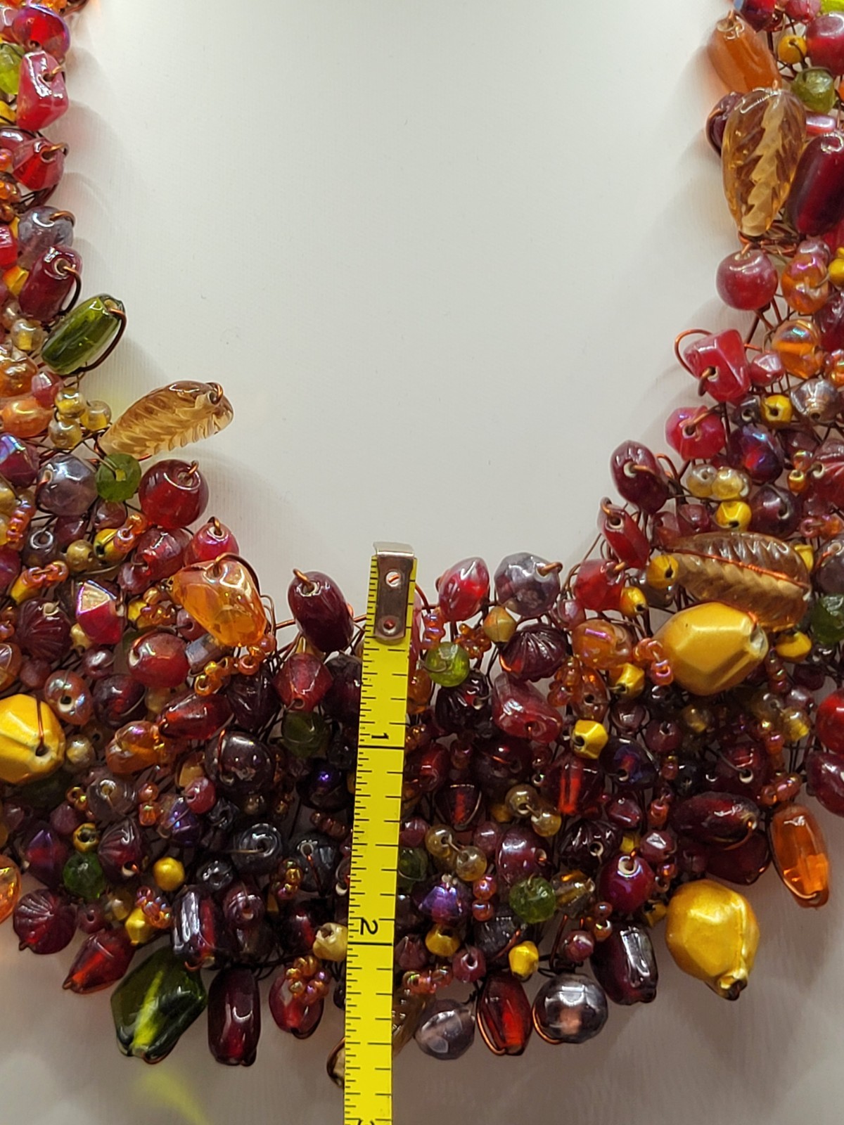 Statement Bib Wire Wrap Necklace Aurora Borealis Glass Bead Faux by Manouk