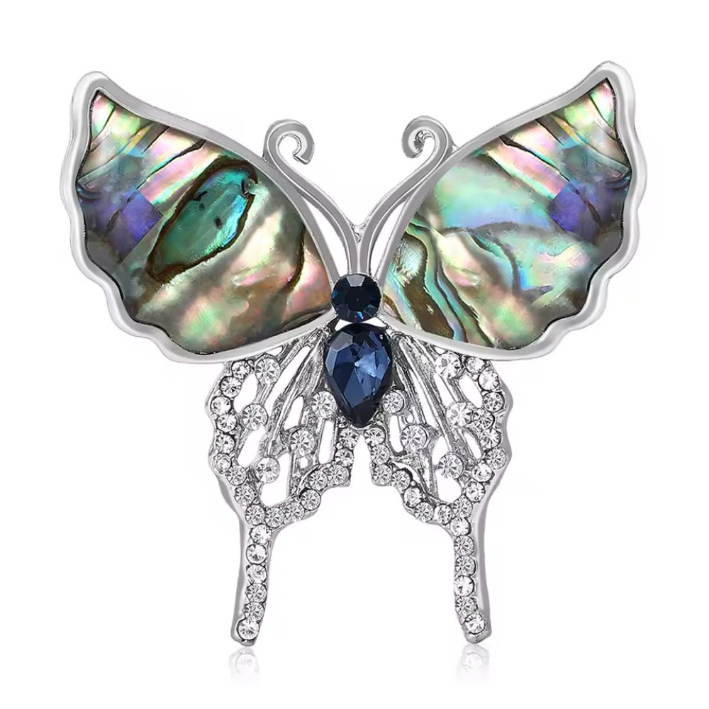 Luxury Blue Crystal Butterfly Brooch Pin Sparkly Rhinestone Statement JewelryGif