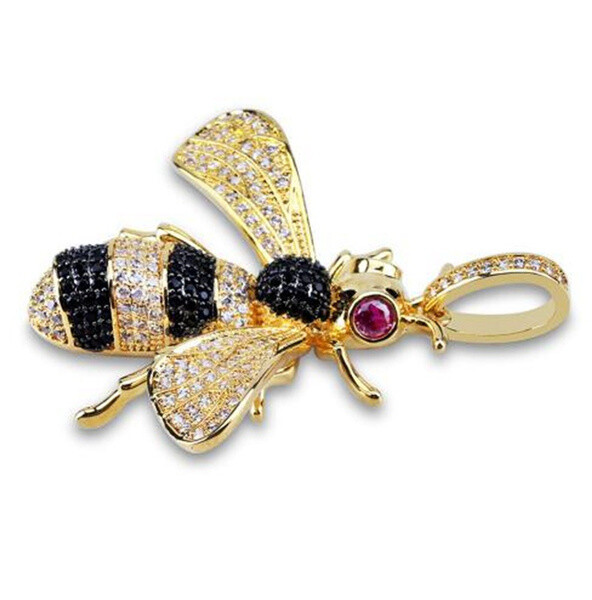 Honey Bee pendant Necklace Yellow Gold Tone Beautiful Gift with Chain