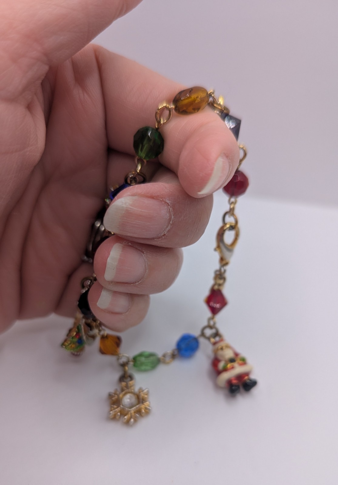 Christopher Radko Christmas Charm Bracelet with Glass Beads, Multicolor
