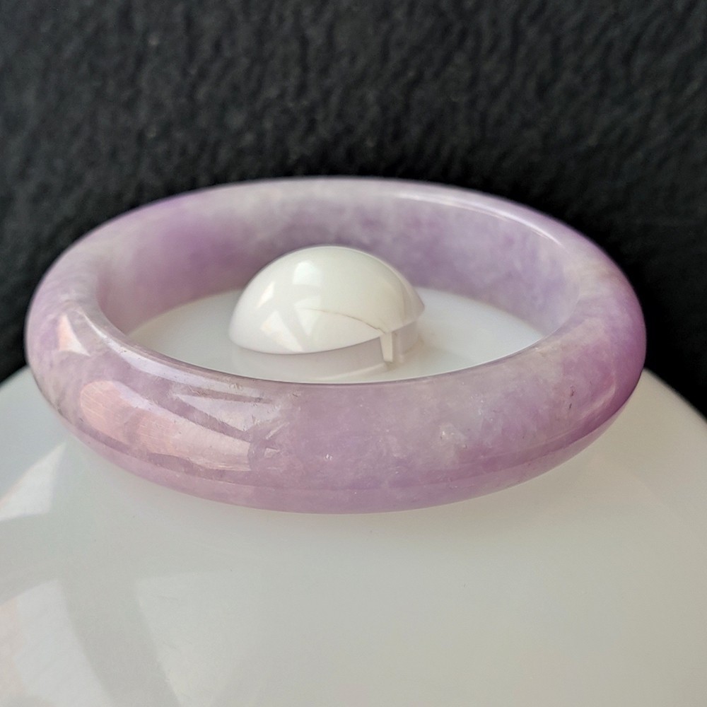 Certified Grade A Lavender 54-55mm Natural Burma Jade jadeite Bangle Bracelet