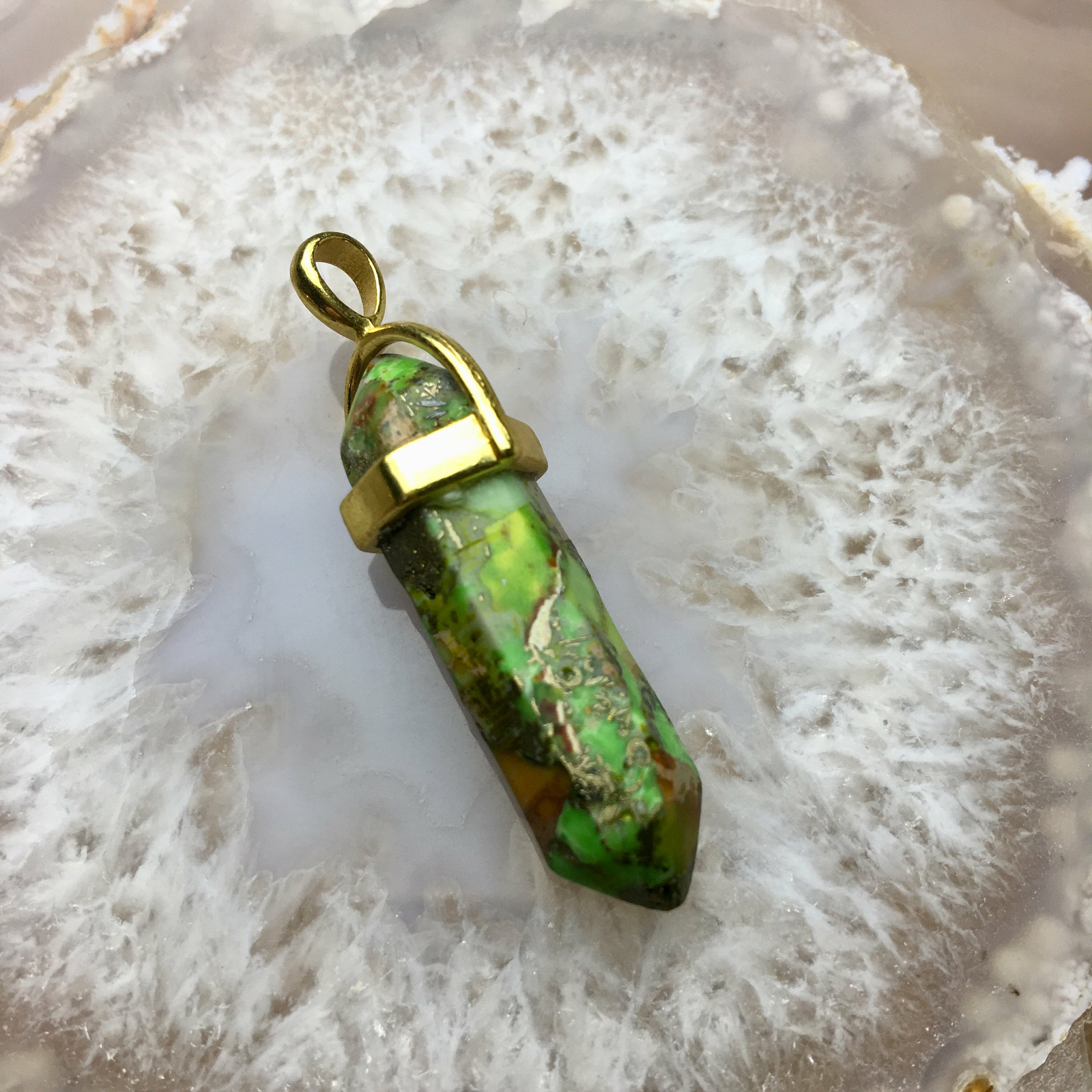 Sea Sediment Jasper Pendulum Pendant Healing Point 4 Colors Sold per Piece