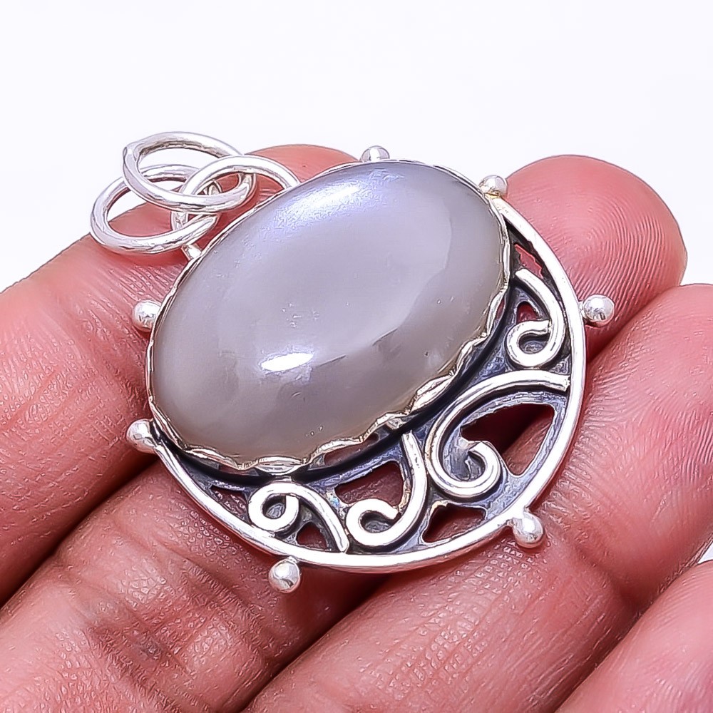 Natural Moonstone – Sri Lanka 925 Sterling Silver Pendant 1.64″ Christmas Gift