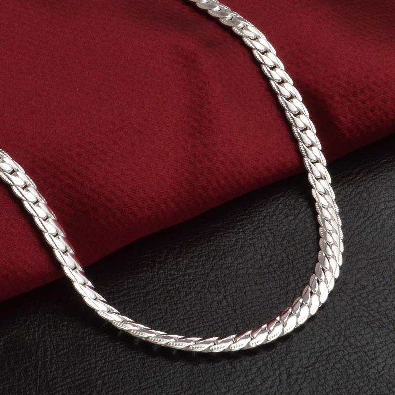 925 Sterling Solid Silver Chain Necklace Jewelry for Women Men Fashion Gift