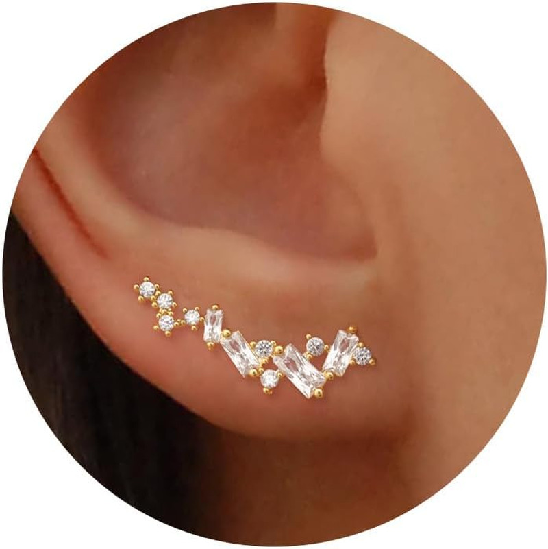 Star 14K Gold Plated Ear Cuff Earrings for Women Non Piercing, Dainty Silver Pla