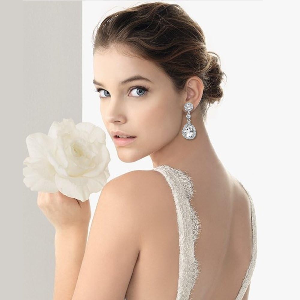 Gorgeous Austrian Crystal Rhinestone Wedding Bridal Teardrop Drop Dangle Earr…