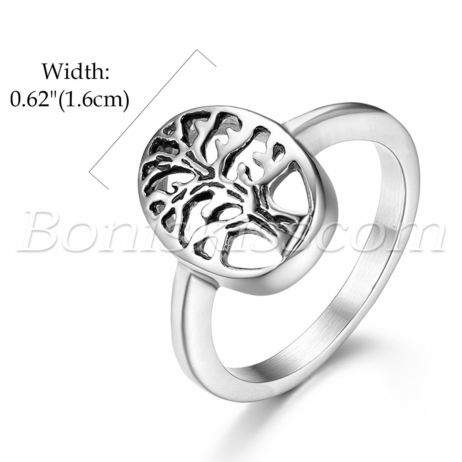 Mens Womens Stainless Steel Tree of Life Ring Promise Anniversary Band Size 5-10