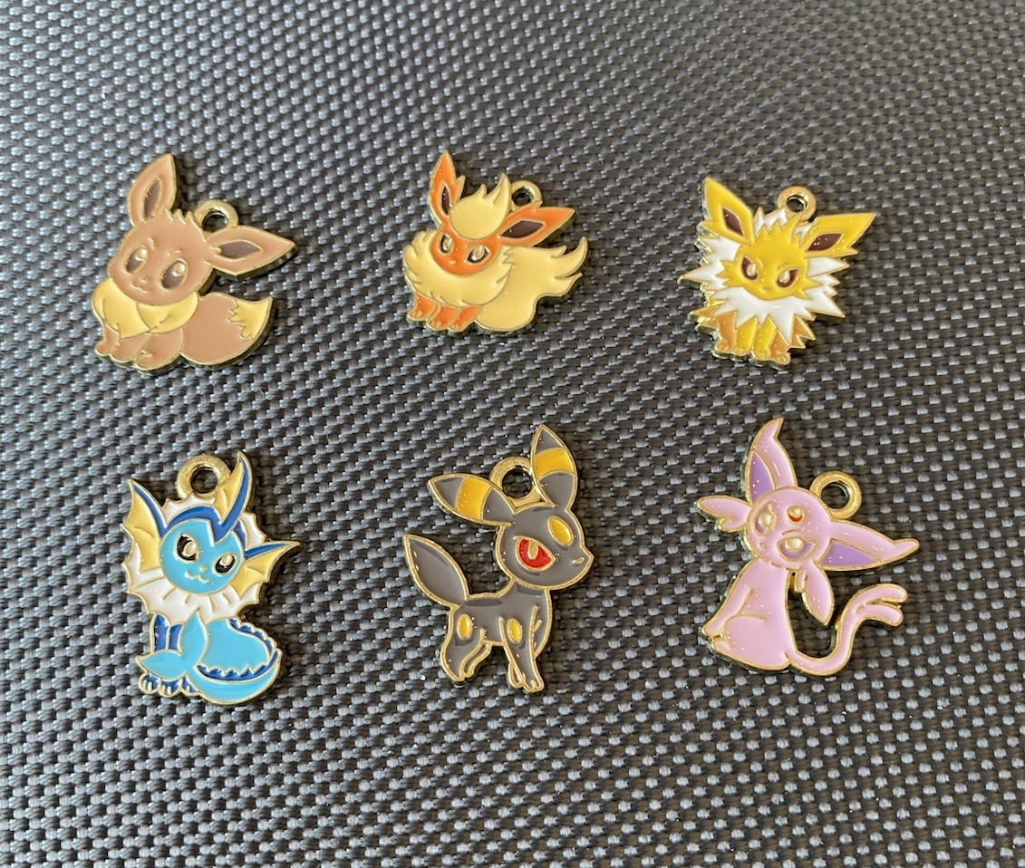 Set Of 6 Pokémon Enamel Metal Charm Pendant New