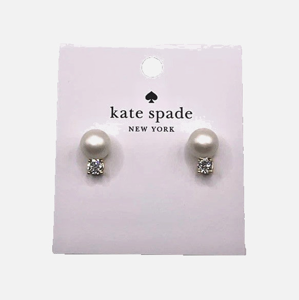 Kate Spade Earrings Faux Pearl Post Stud Earring 18K Gold Plated Jewelry NEW