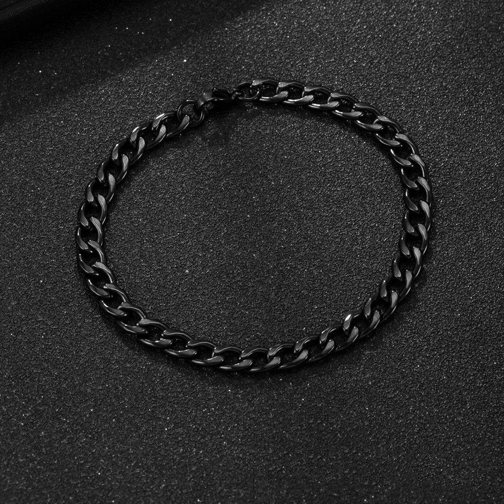 3PCS Fashion Mens Stainless Steel Flat Curb Chain Bracelets 20cm