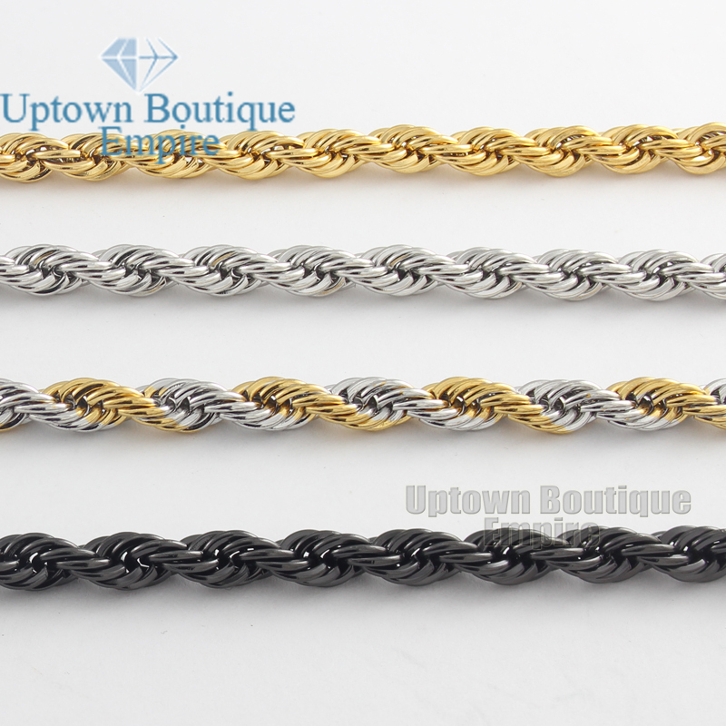Men Women Gold/Silver/Black Plated Stainless Steel 2/3/4/5mm Rope Necklace Chain