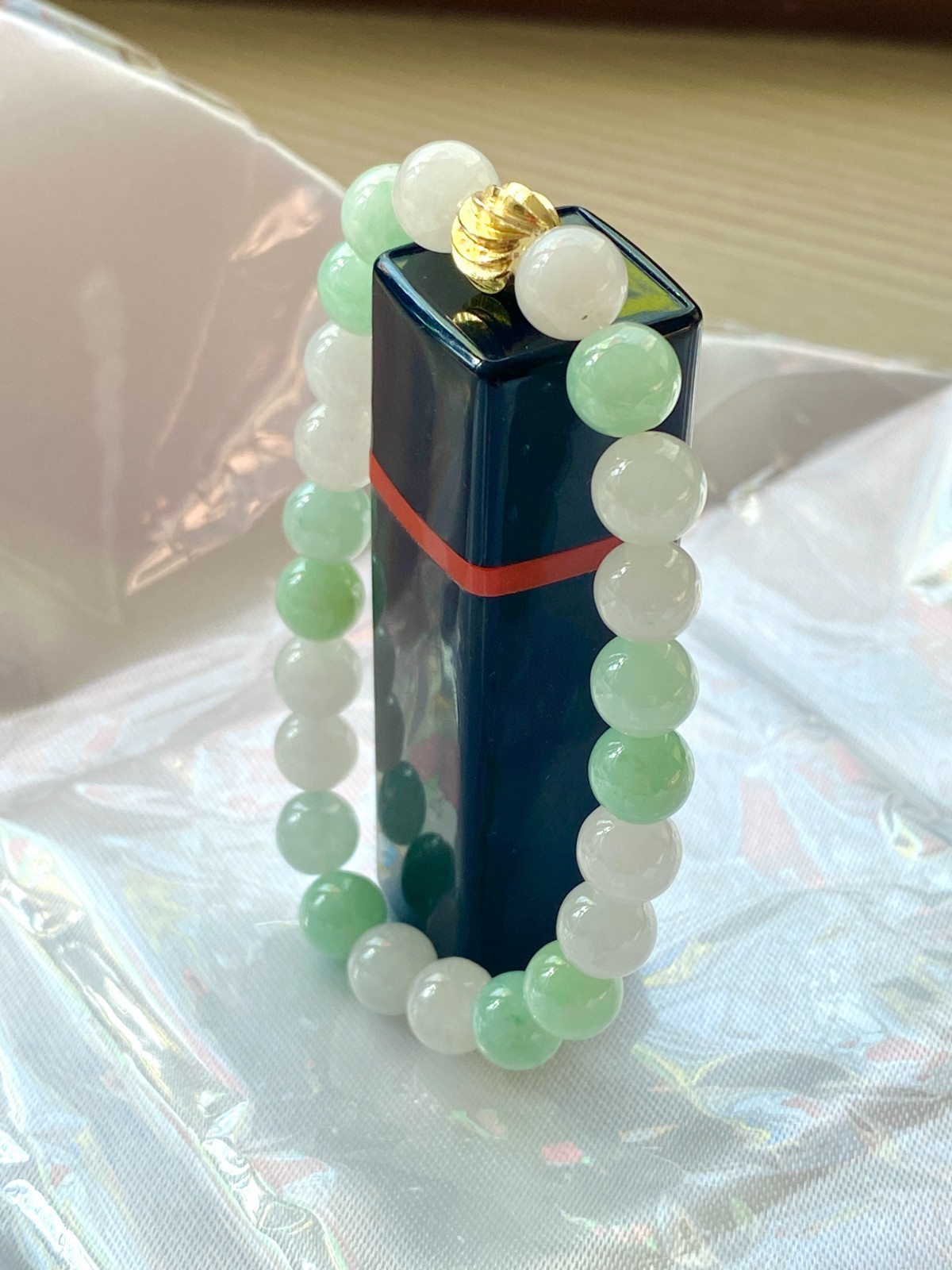 【JadeiteBird】7.8mm 100% Natural Beaded string Jadeite Jade bracelet