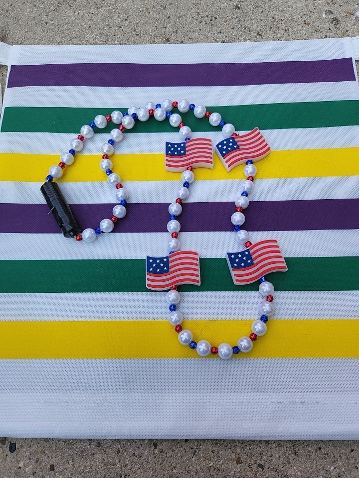 Red White Blue Beads USA Flag US United States Led Light-up Patriotic 4th July