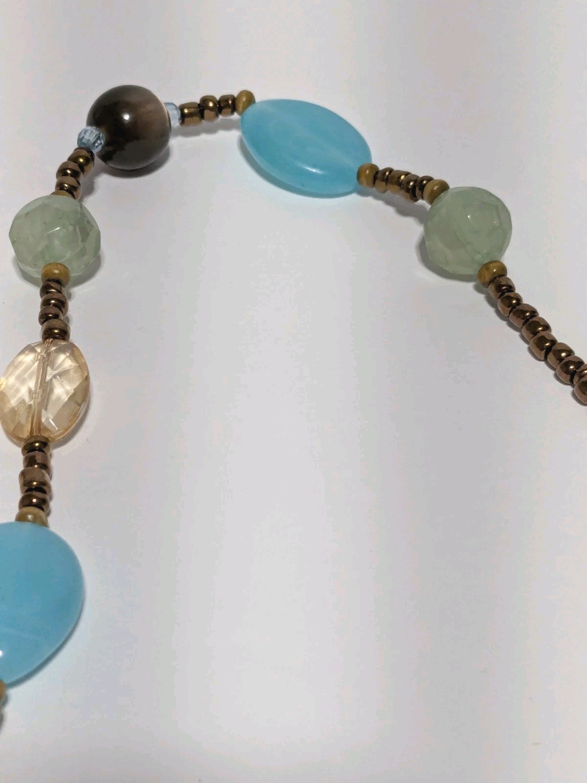 Multicolor & Multi Shaped Acrylic & Glass Beaded Necklace 32″. BOHO.