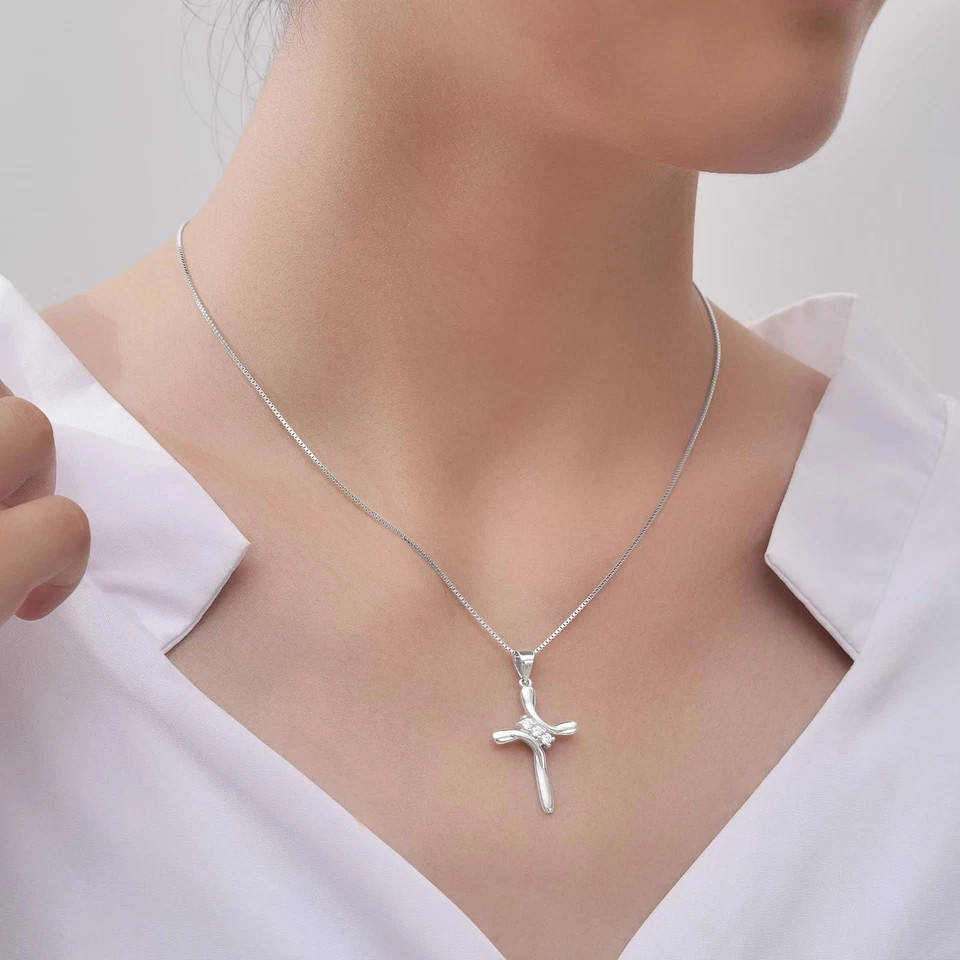 925 Sterling Silver Cross Necklaces for Women 12 Color Birthstone Necklace,Adjus