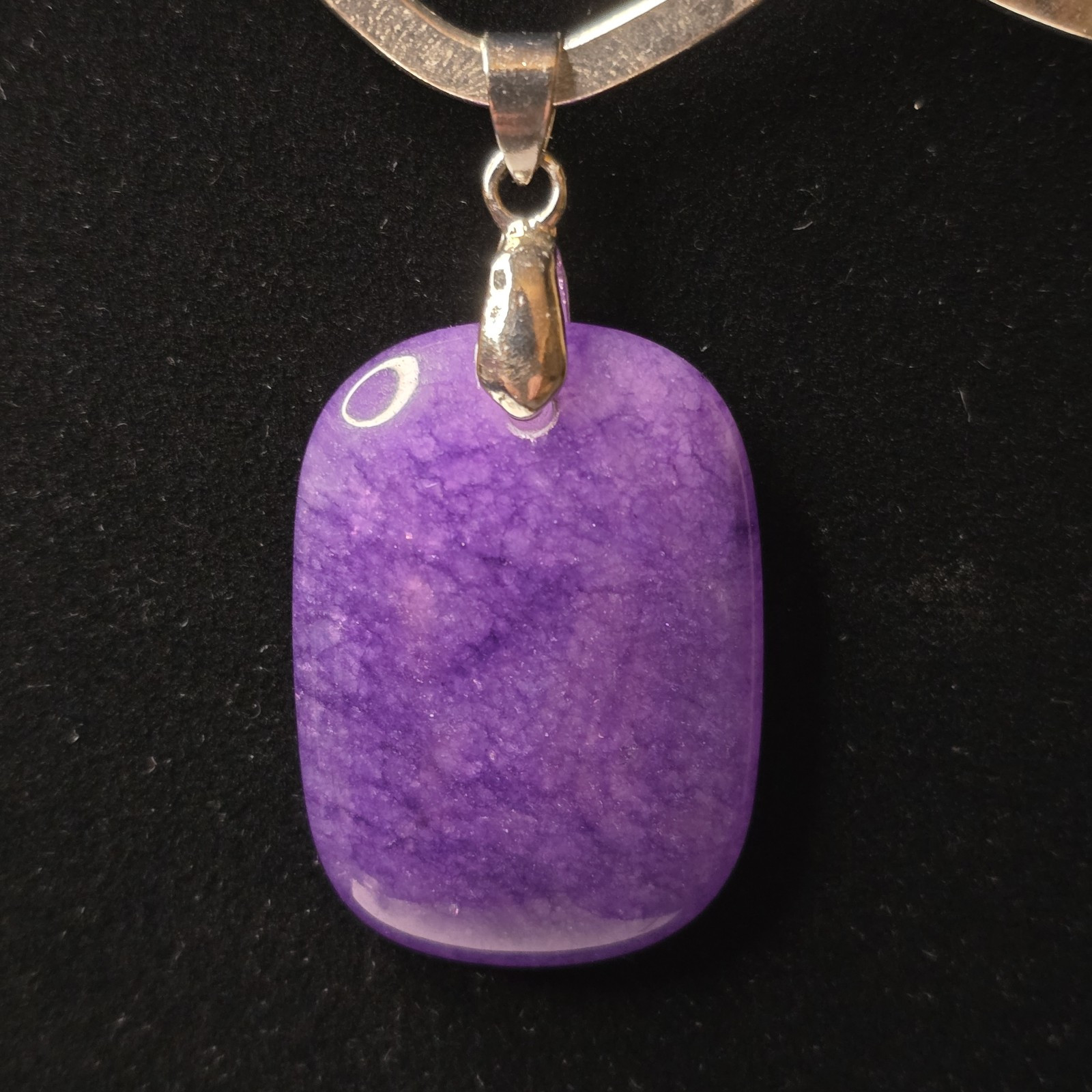 Pendant Purple Crackle Quartz Rectangle Silver Tone Bail Approx 2 Inches