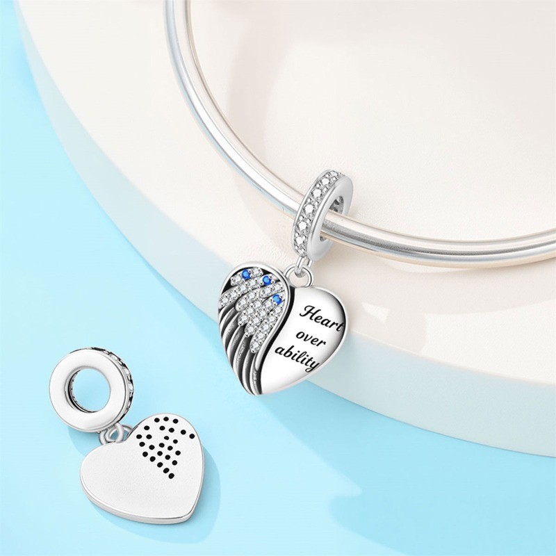 KUNSIR Sterling Silver Loyal Guardian Heart Pendant Charms For Bracelet Necklace