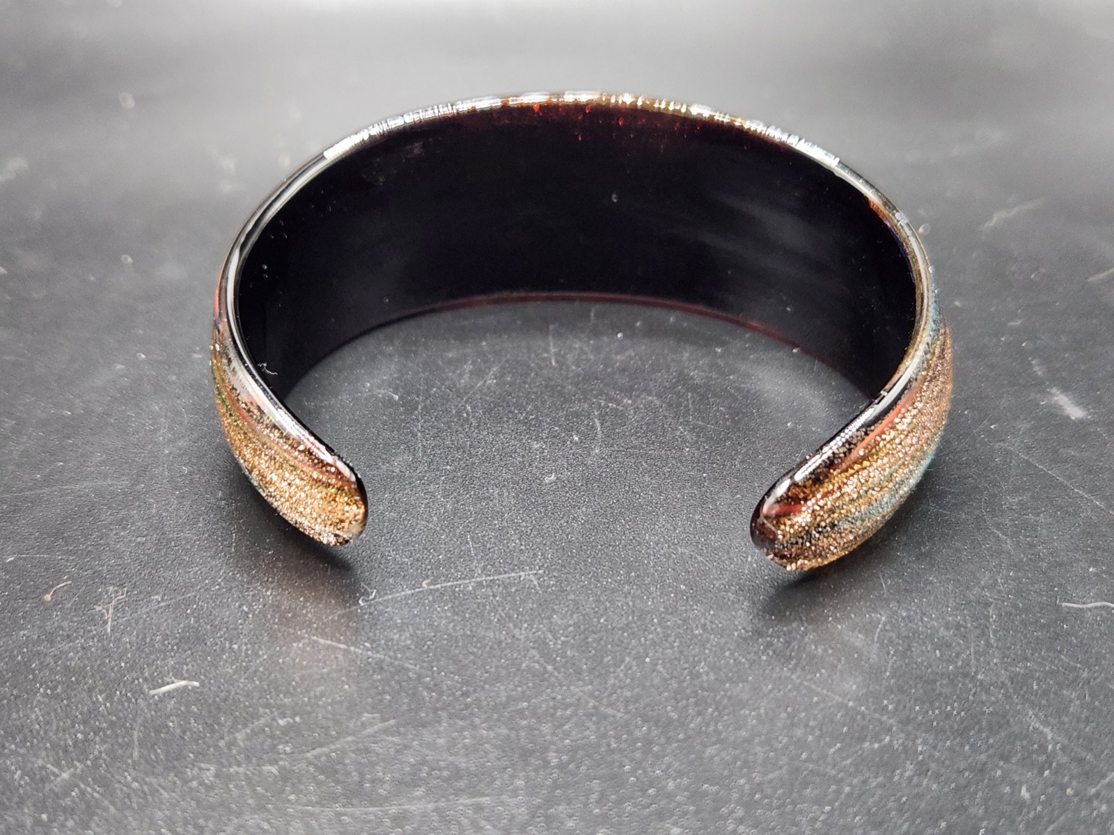 #0325 – Multicolor Glitter Acrylic Cuff Bracelet Wide Open Bangle Black Gold…