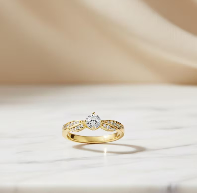 Harry Potter Inspired CZ Ring Gold Plated Brass Art Deco Fantasy Unisex Gift