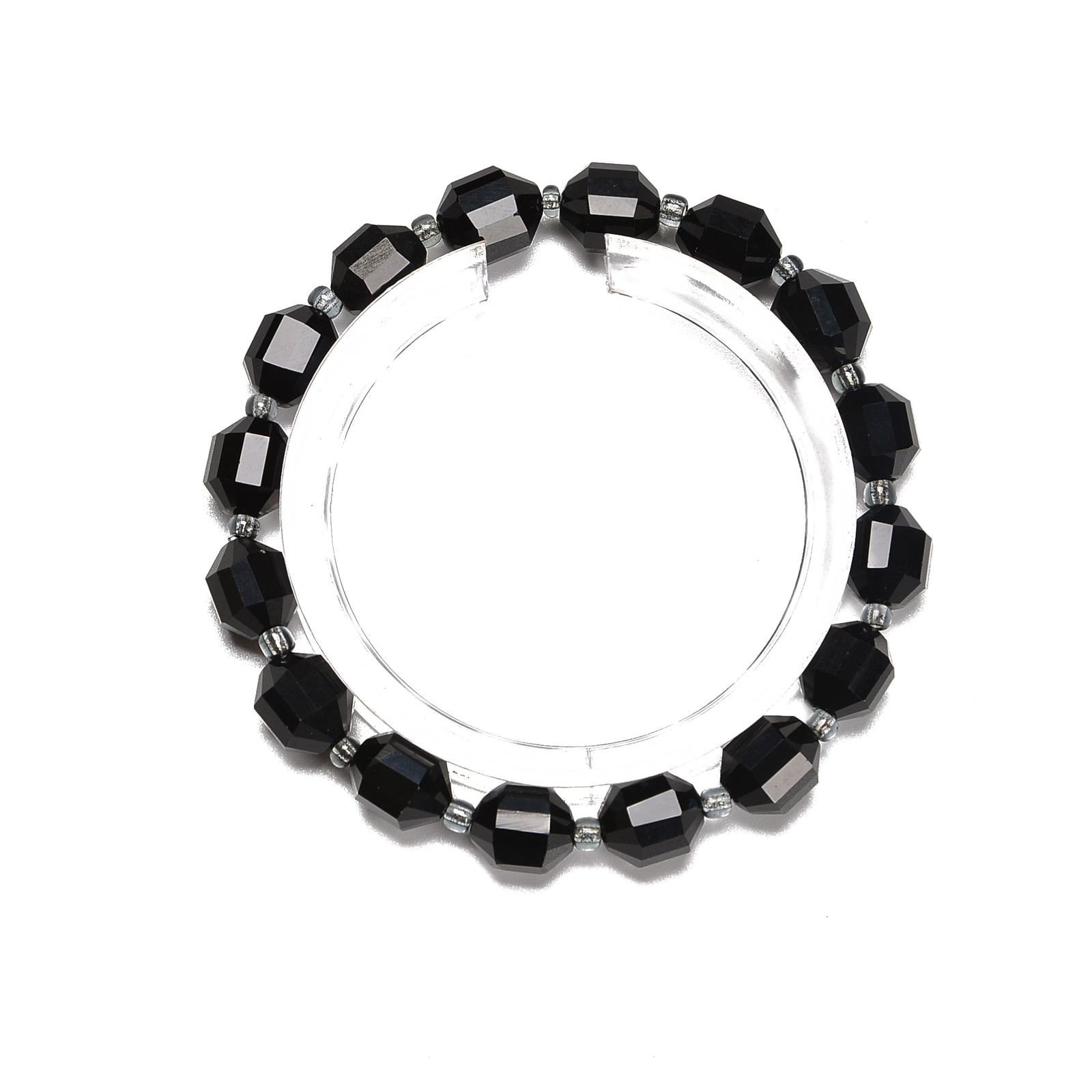 Black Onyx Prism Cut Double Point Elastic Bracelet Beads 8mm 10mm 7.5” Length