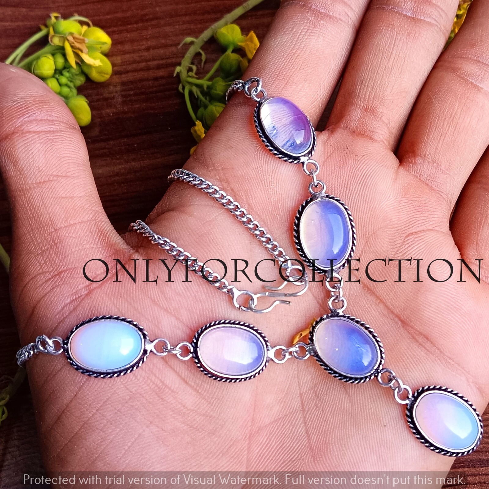 Opalite Gemstone 925 Sterling Silver Plated Women Design Handmade 1 PC Necklace