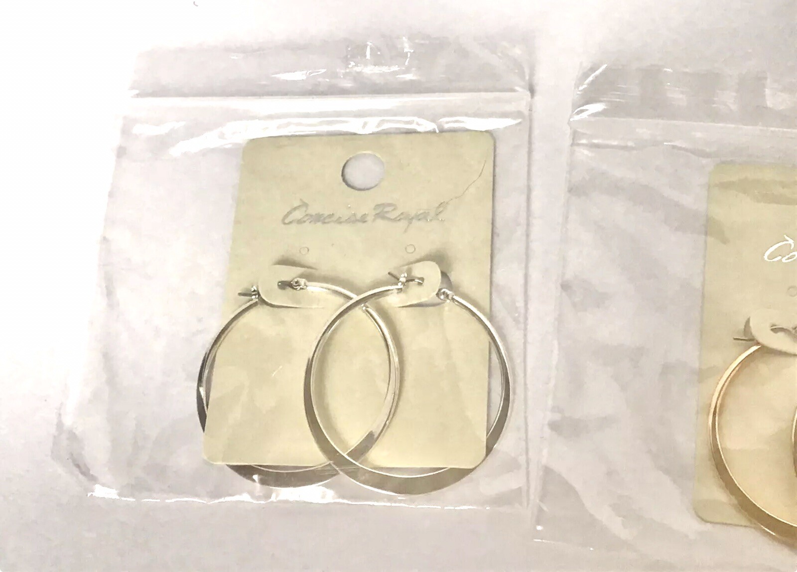 Concise Royal Hoop Fashion Earrings Lot Of 3 Gold Silver Bronze Hoops Jewelry
