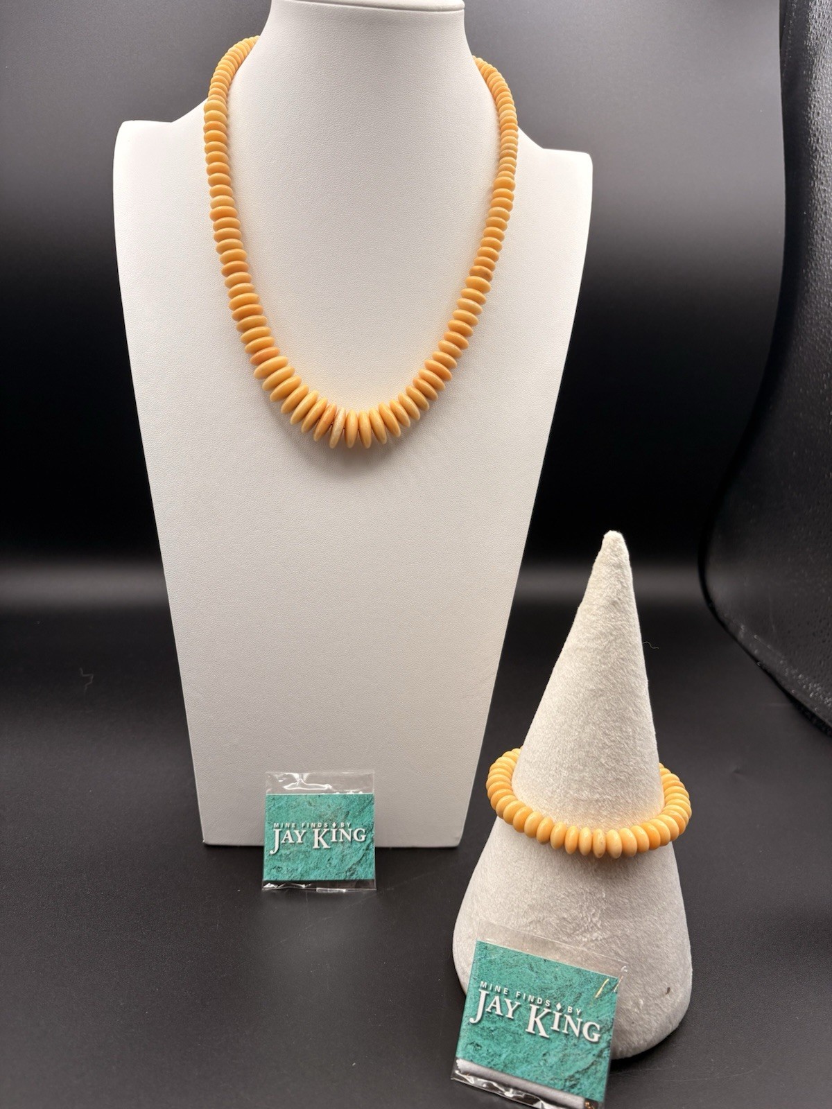 Jay King Mine Finds Yellow Aragonite Rondelle Beaded Necklace and Bracelet Set