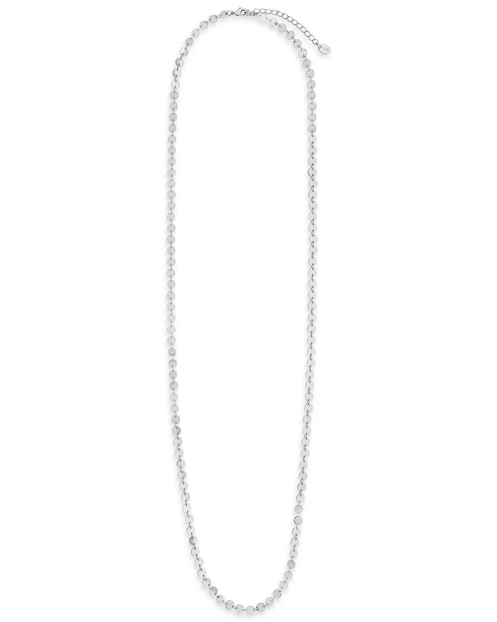 Sterling Forever Round Disk Long Chain Necklace
