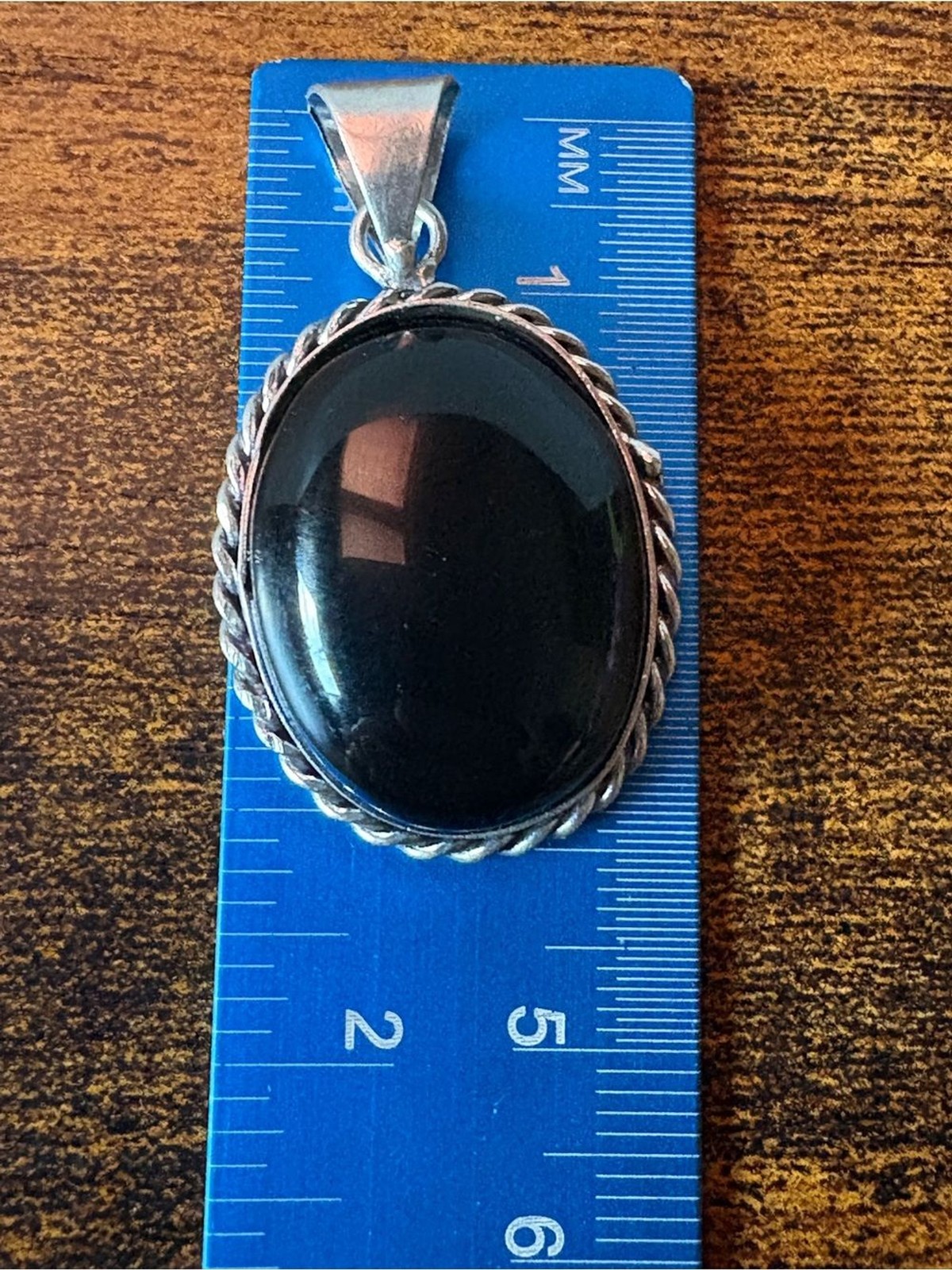 Black Oval Onyx Silver Pendant Necklace