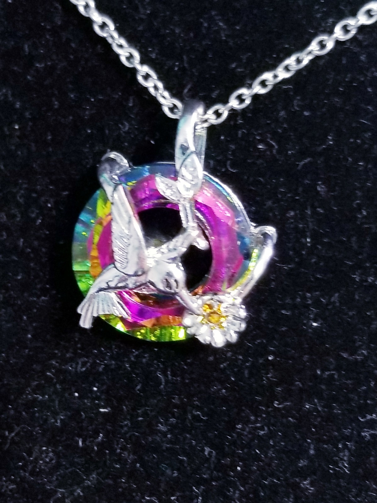 Silver Tone Urn Cremation Memorial Necklace Hummingbird Pendant for Ashes