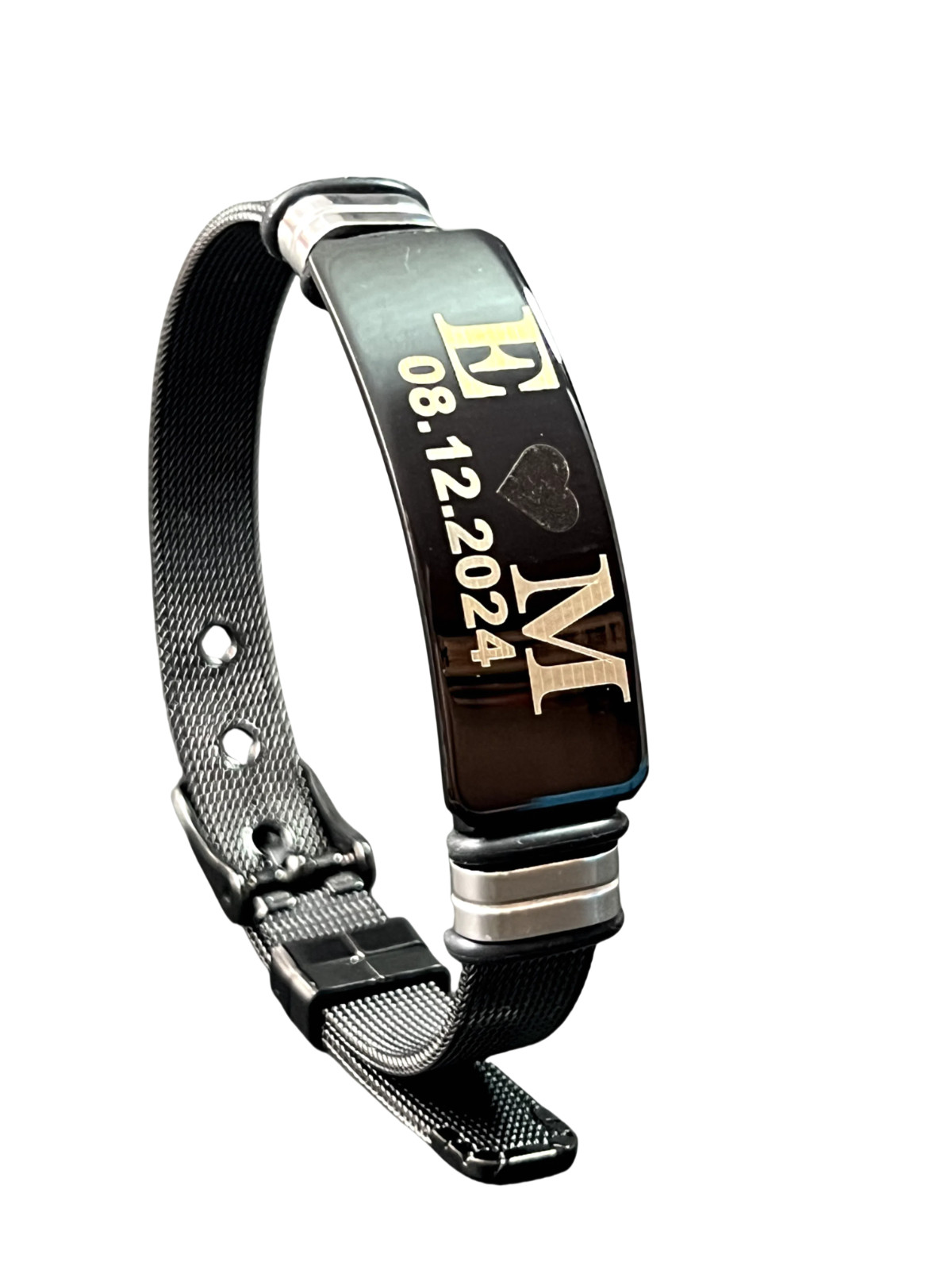 His and Hers Engraved Couple Bracelets – Custom Name Date Stainless Steel
