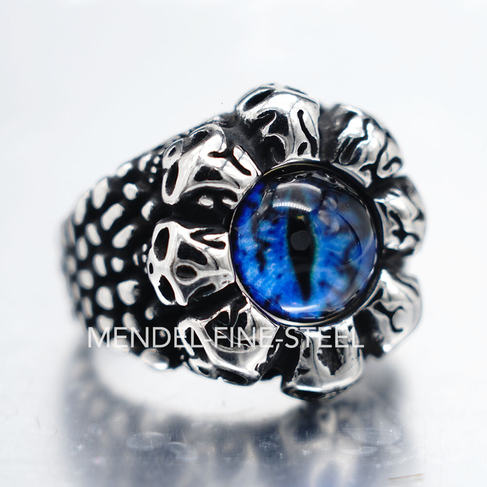 MENDEL Goth Mens Motorcycle Biker Skull Evil Eye Ring Stainless Steel Size 7-15
