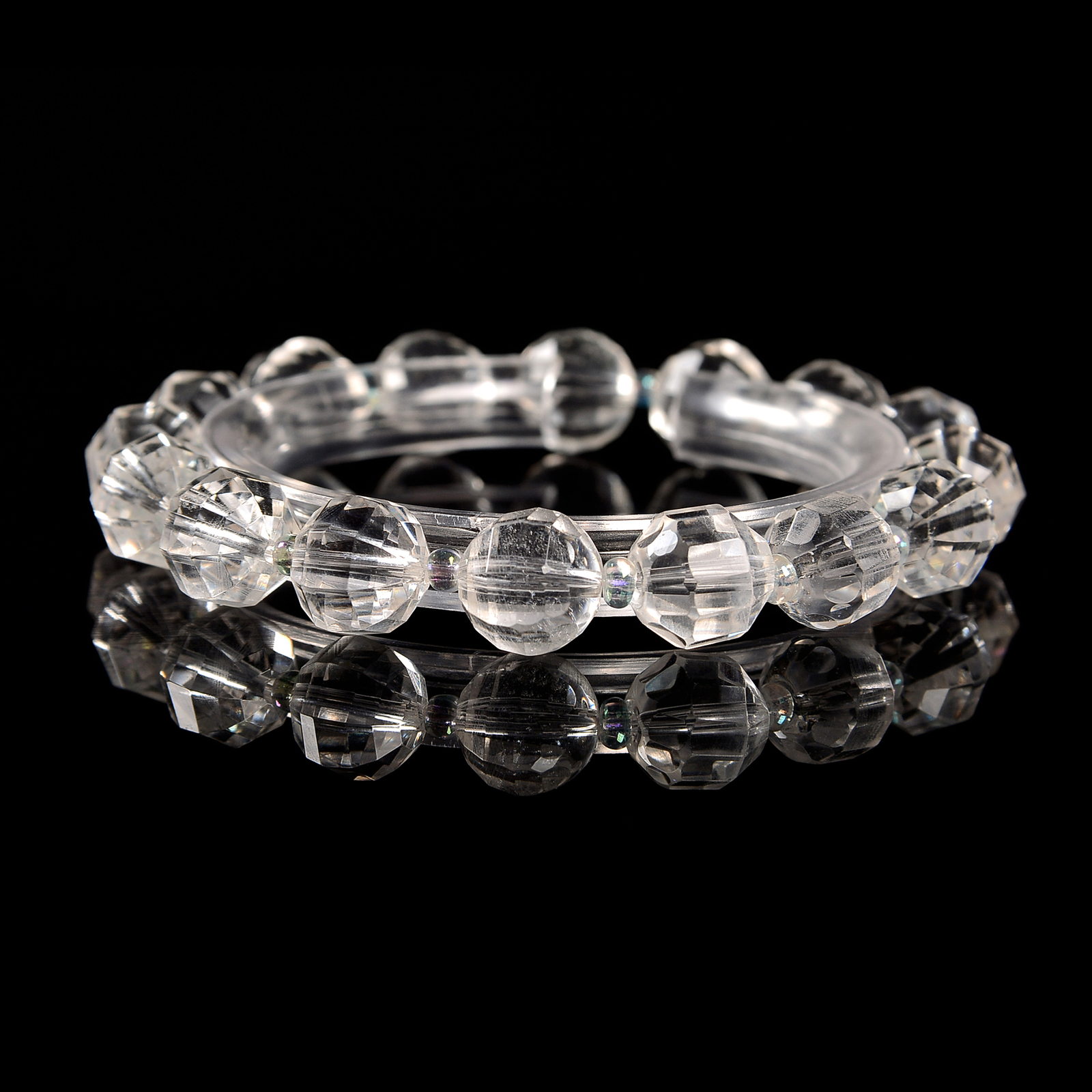 Clear Quartz Prism Cut Double Point Bracelet Beads Size 8mm 10mm 7.5” Length