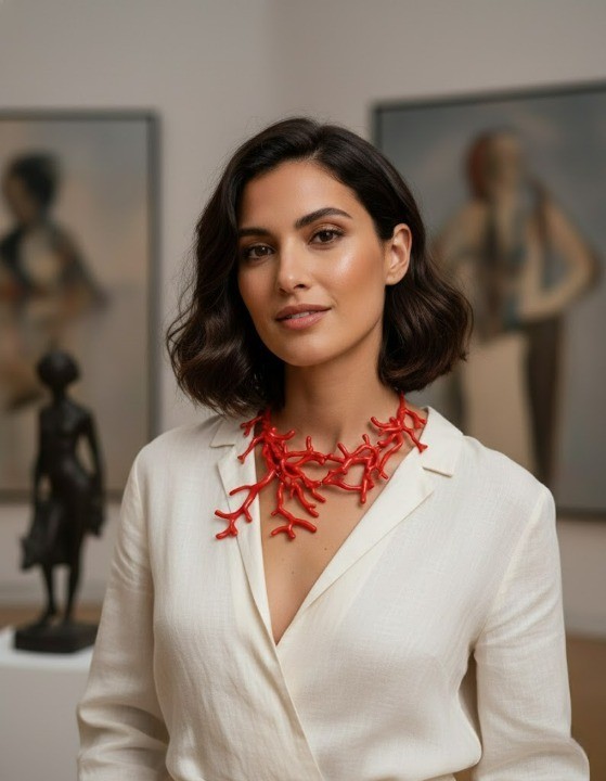 Red Coral Branch Statement Necklace