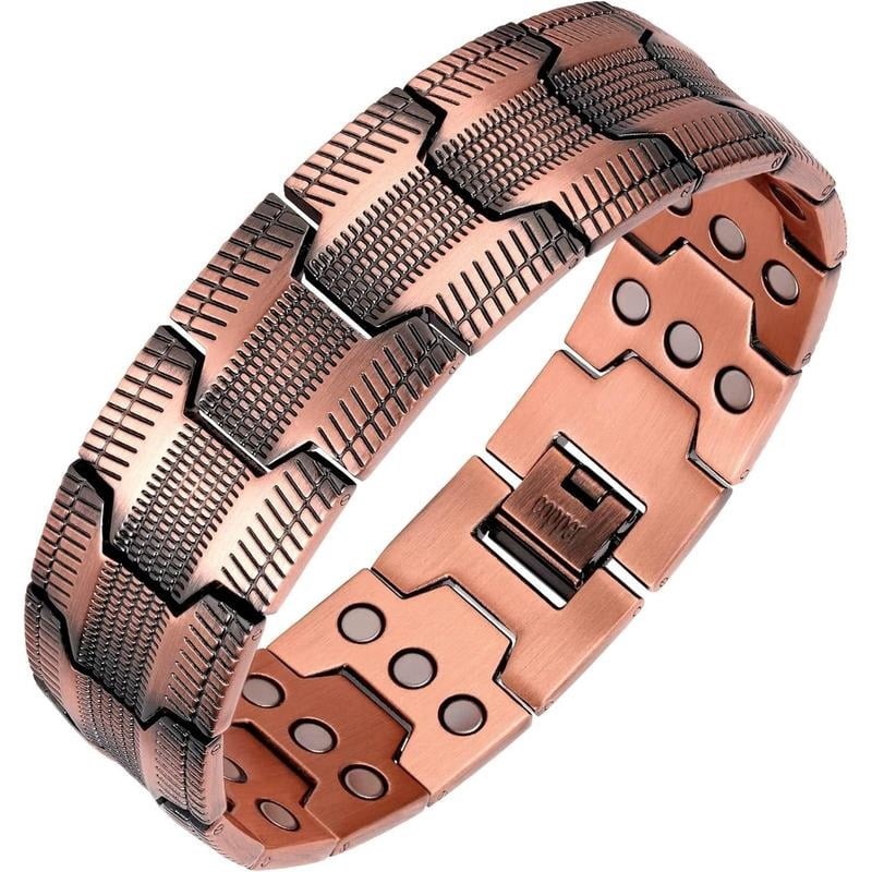 GMOX Men’s Copper Bracelet,3X Strength 99.99% Copper Magnetic Adjustable Length