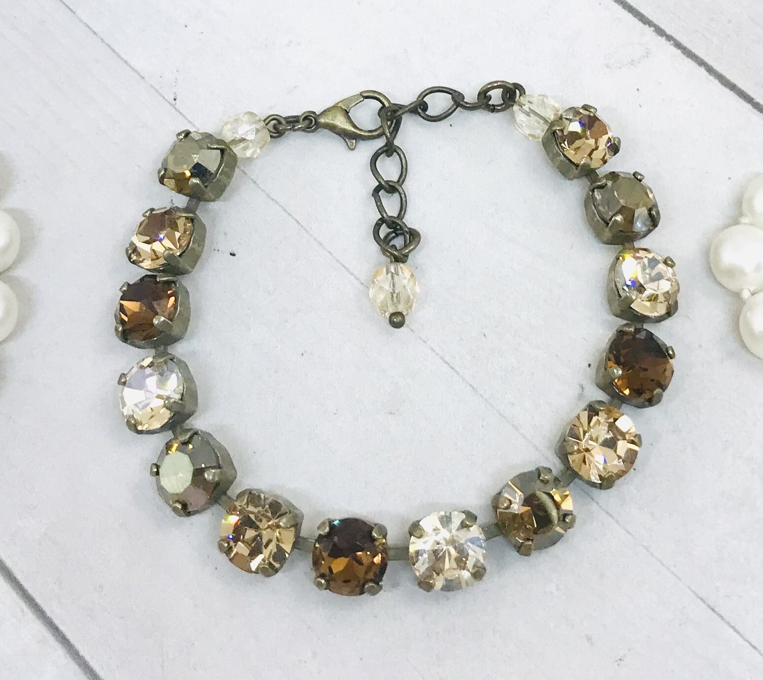 Toasted Almond Chocolate Brown Cup Chain Bracelet made with Brown Topaz Crystals