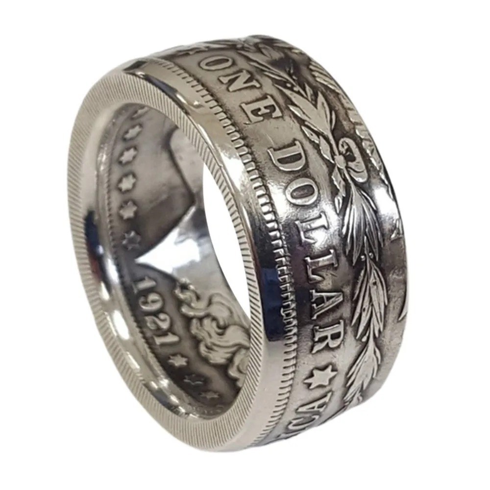 Silver Dollar Coin Ring Size 7-13 Handmade Crafted Rare Silver Morgan Men Rings